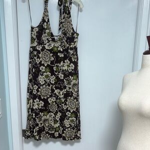 Zara Brown,cream Sheath Dress Sleeveless Halter L